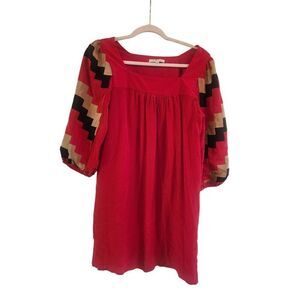 Corey Lynn Calter vintage 100% silk geometric pattern puff sleeve dress size 8